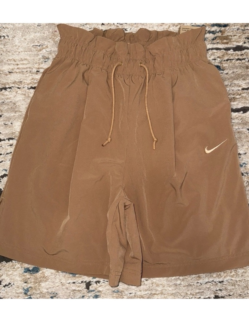 Nike Tan Elastic Waist Athletic Shorts with Mesh Lining